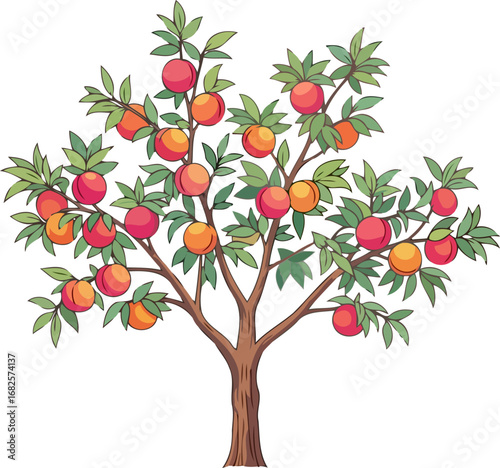 summers peach orchard a bountiful harvest of juicy, ripe fruit, isolated on transparent background