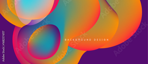 Abstract fluid shapes blend vibrant colors. Gradient transitions create dynamic composition. Modern design element for backgrounds.