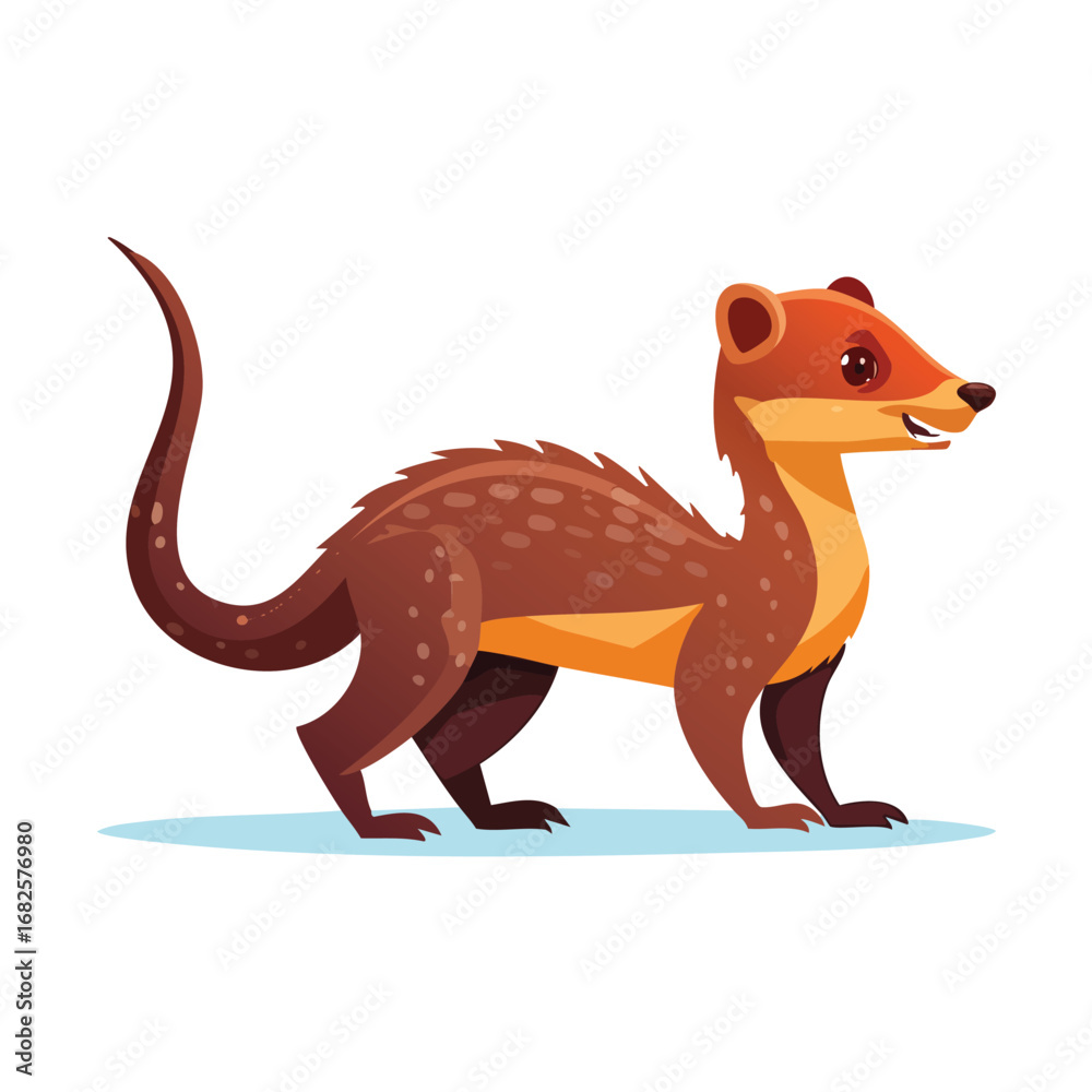 Fototapeta premium Mongoose Streamlined Vector Art with Flat Colors and Sharp Linework