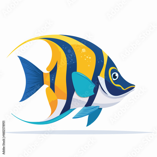 Angelfish Streamlined Vector Art with Flat Colors and Sharp Linework