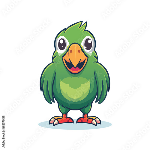 Amazon Parrot Streamlined Vector Art with Flat Colors and Sharp Linework