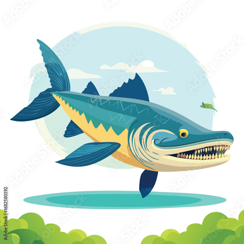 Arapaima Streamlined Vector Art with Flat Colors and Sharp Linework