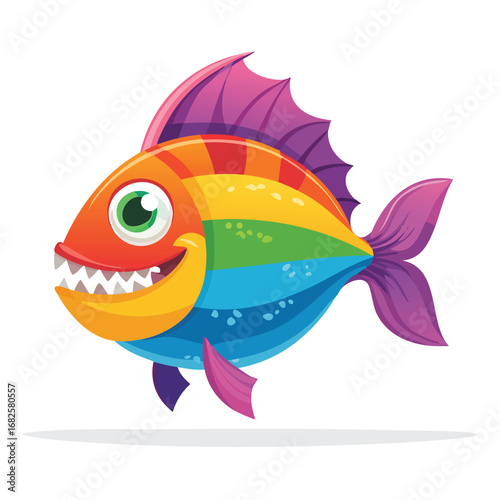 Rainbowfish Streamlined Vector Art with Flat Colors and Sharp Linework