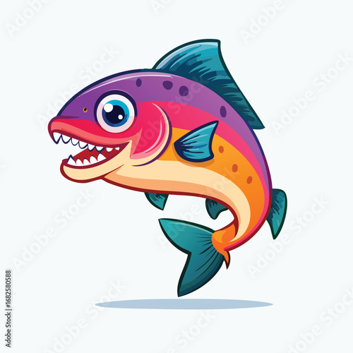 Rainbow Trout Streamlined Vector Art with Flat Colors and Sharp Linework
