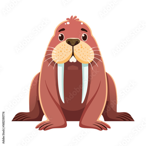 Walrus Streamlined Vector Art with Flat Colors and Sharp Linework