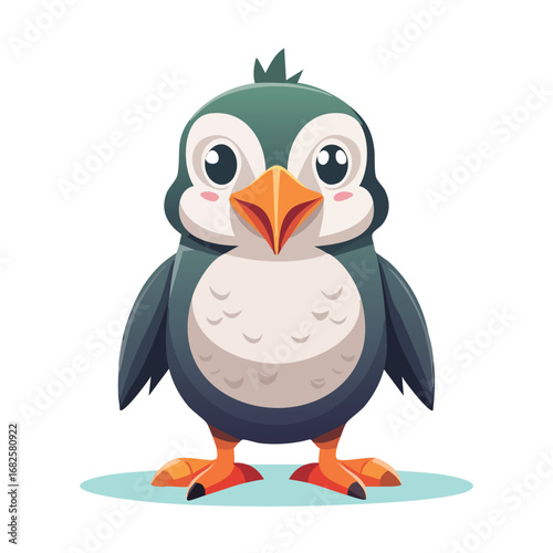 Puffin Streamlined Vector Art with Flat Colors and Sharp Linework