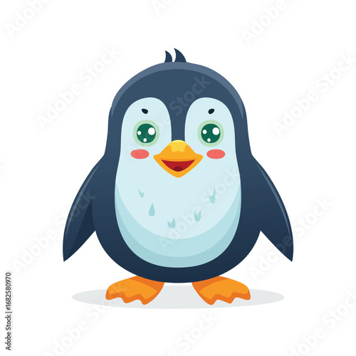 Adélie Penguin Streamlined Vector Art with Flat Colors and Sharp Linework