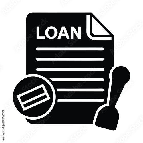 Secure a Loan Essential Banking Document with Credit Card and Approval Stamp for Financial Transactions Icon