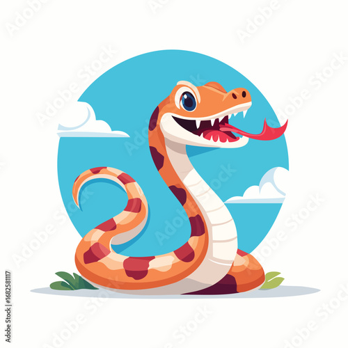 Milk Snake Streamlined Vector Art with Flat Colors and Sharp Linework