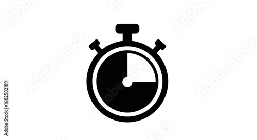 Black Stopwatch Icon Showing Time Measurement and Timing.