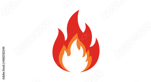 Stylized Red and Orange Flame Illustration on White.