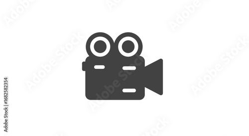 Simple Black Icon of a Classic Video Camera.