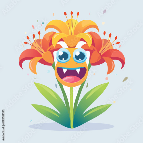 Lily Flat-Style Vector Illustration with Balanced Composition