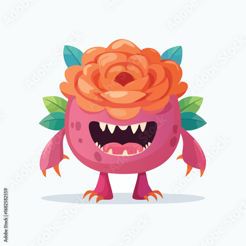 Rose Flat-Style Vector Illustration with Balanced Composition