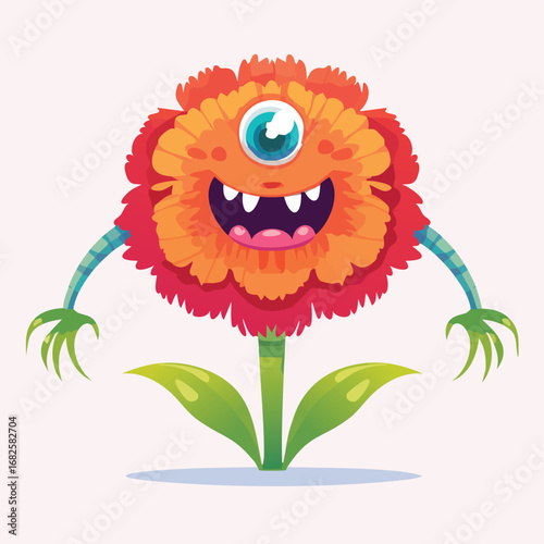 Carnation Flat-Style Vector Illustration with Balanced Composition