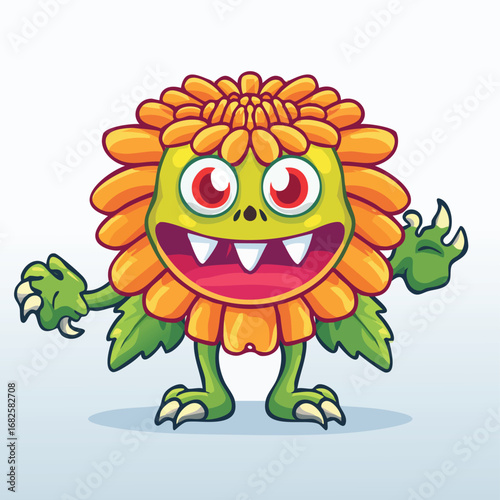 Chrysanthemum Flat-Style Vector Illustration with Balanced Composition