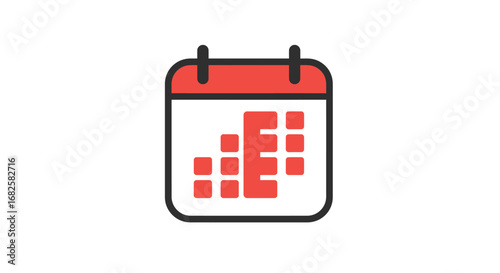 Red and Black Calendar Icon with Schedule Design.
