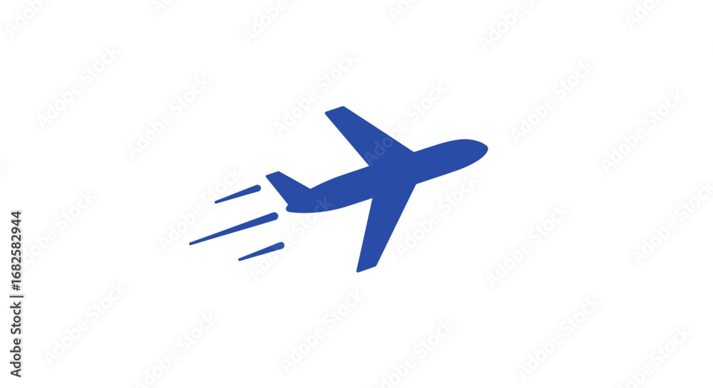 Obraz premium Blue Airplane Icon with Motion Trails Flying.