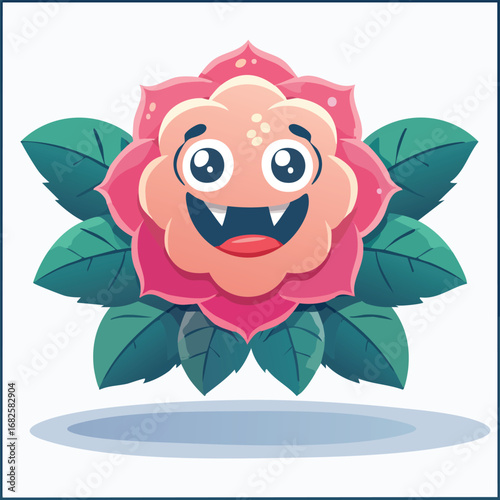 Camellia Flat-Style Vector Illustration with Balanced Composition