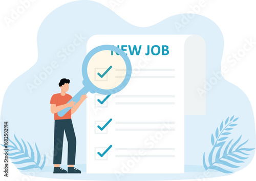 Reading news and character people with newspapers, advertisements, looking for job vacancies. Suitable for websites, landing pages, posters and banners.
