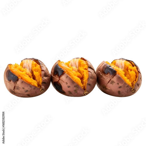 Three peeled sweet potatoes - Transparent Background