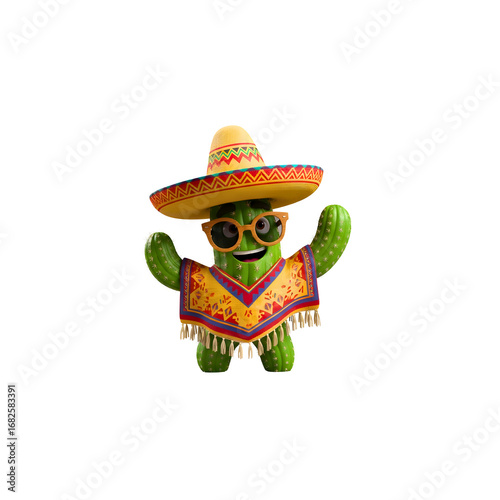 A toy with a sombrel and a sombrel hat - Transparent Background