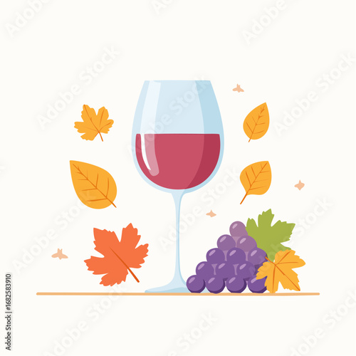 Harvest season grape and wine vector design for celebration