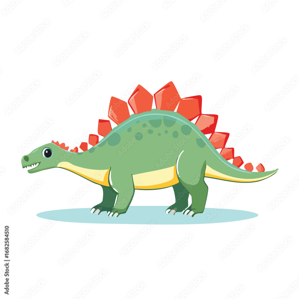 Fototapeta premium Stegosaurus Flat-Style Vector Illustration with Balanced Composition