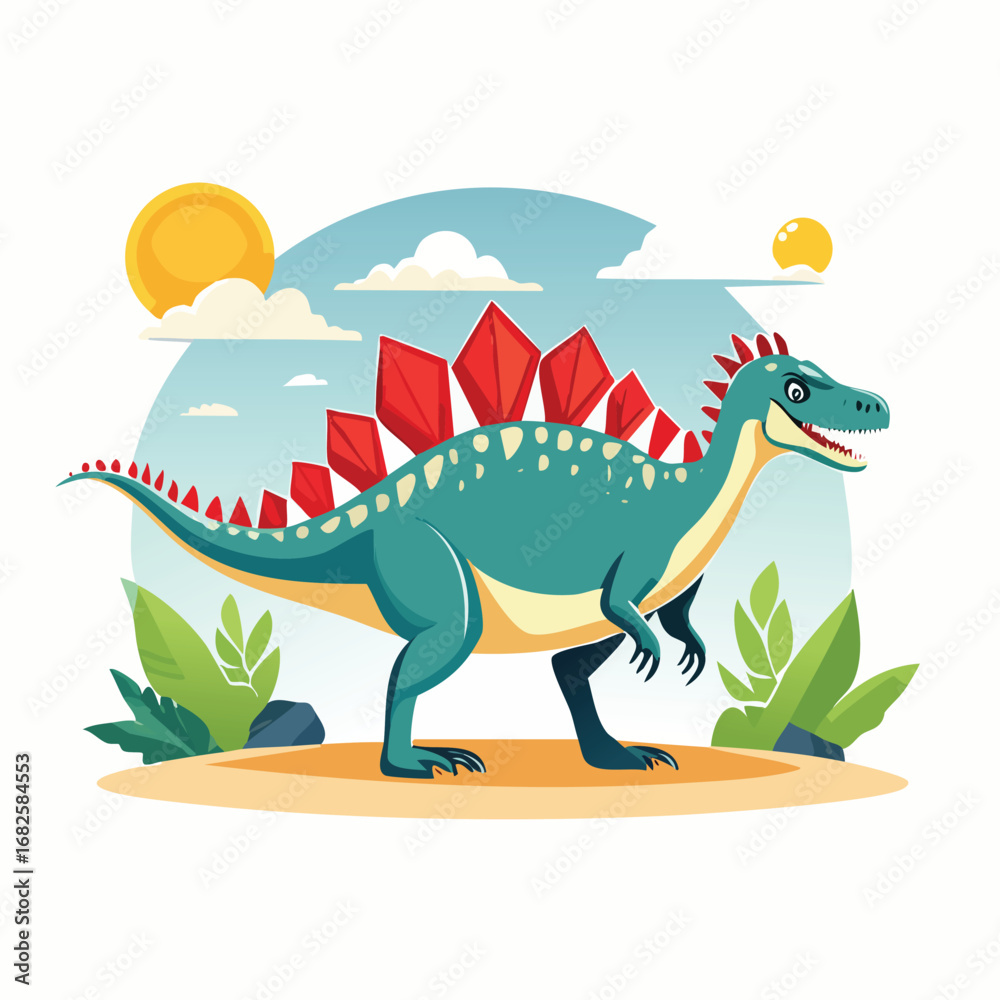 Fototapeta premium Spinosaurus Flat-Style Vector Illustration with Balanced Composition