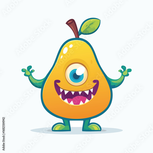 Pear Flat-Style Vector Illustration with Balanced Composition
