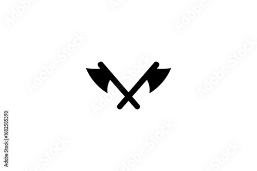Vintage Axe Silhouette Vector – Two Old Axes in Black for Rustic, Medieval, and Outdoor Branding