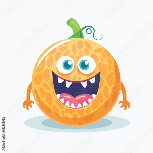 Cantaloupe Flat-Style Vector Illustration with Balanced Composition