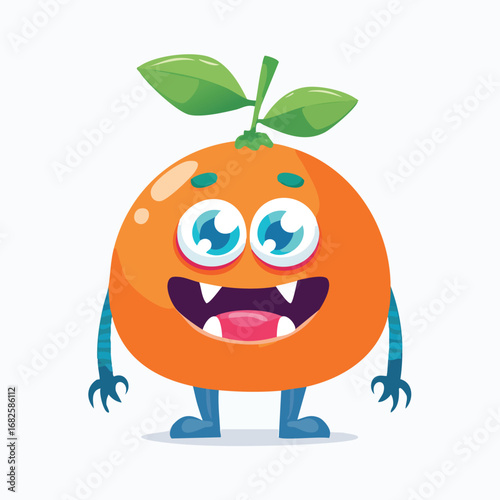 Tangerine Flat-Style Vector Illustration with Balanced Composition