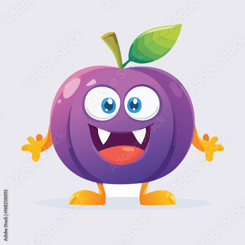 Plum Flat-Style Vector Illustration with Balanced Composition