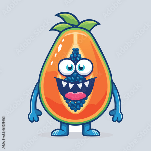 Papaya Flat-Style Vector Illustration with Balanced Composition