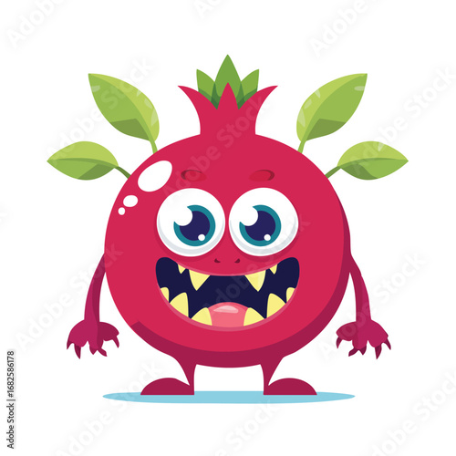 Pomegranate Flat-Style Vector Illustration with Balanced Composition