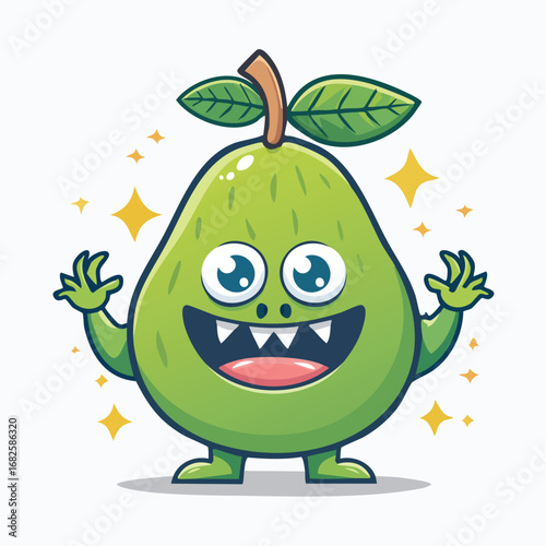 Guava Flat-Style Vector Illustration with Balanced Composition