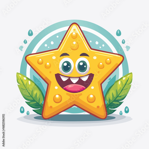Star Fruit Flat-Style Vector Illustration with Balanced Composition