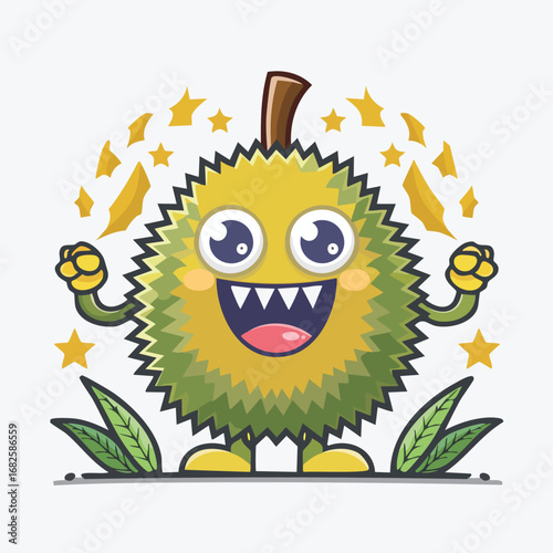 Durian Flat-Style Vector Illustration with Balanced Composition