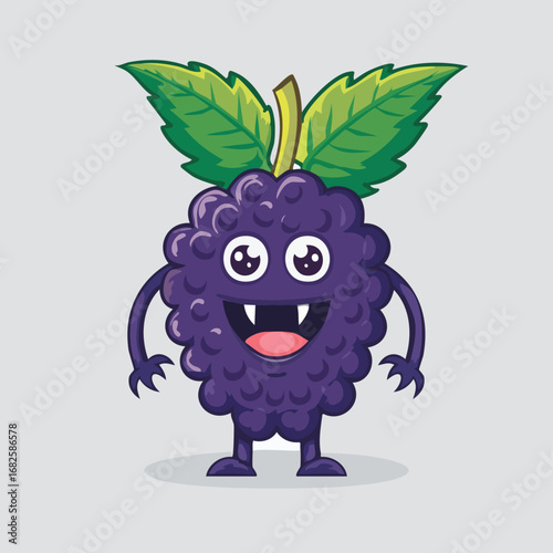Mulberry Flat-Style Vector Illustration with Balanced Composition