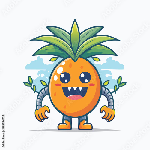 Sea Buckthorn Flat-Style Vector Illustration with Balanced Composition