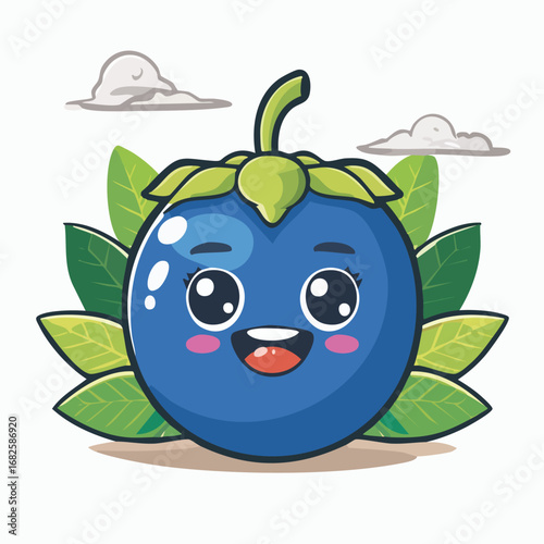 Bilberry Flat-Style Vector Illustration with Balanced Composition