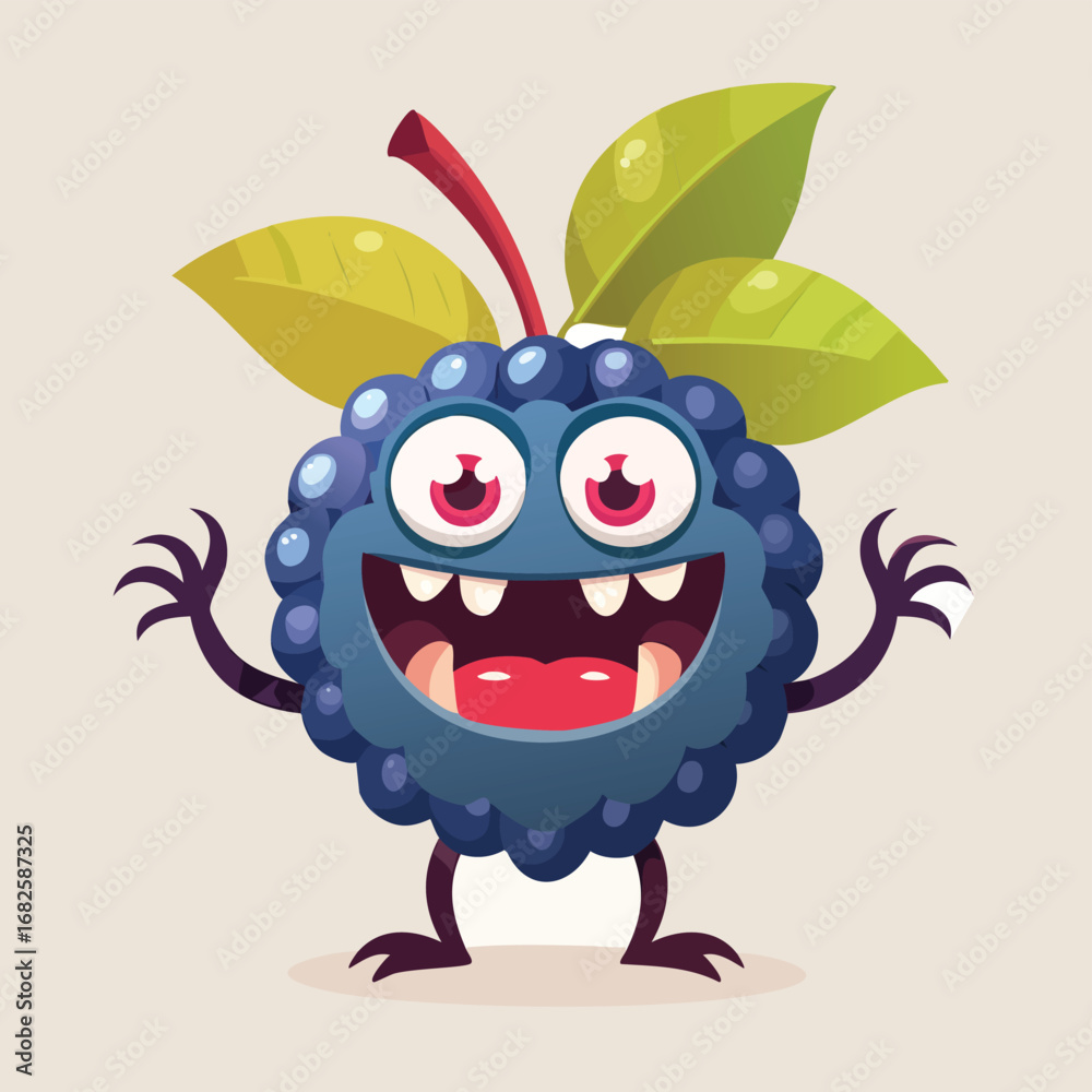 Naklejka premium Juneberry Flat-Style Vector Illustration with Balanced Composition