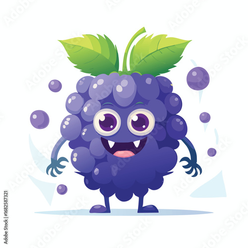 Tayberry Flat-Style Vector Illustration with Balanced Composition