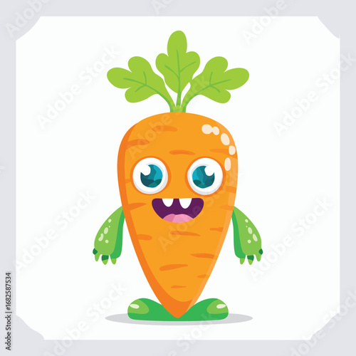 Carrot Flat Illustration Featuring Clean Shapes and Bold Outlines