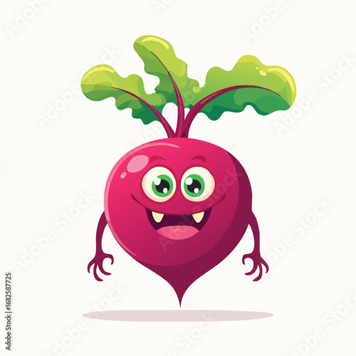 Beetroot Flat Illustration Featuring Clean Shapes and Bold Outlines