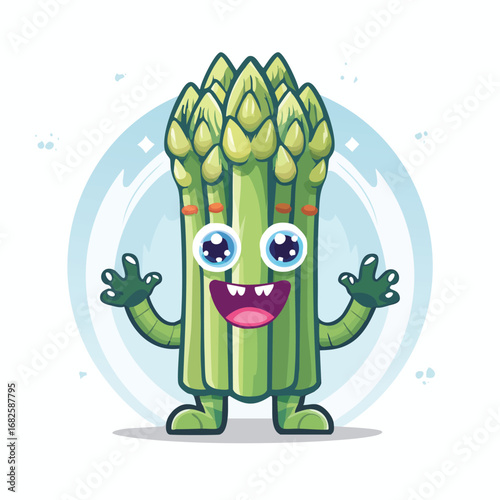 Asparagus Flat Illustration Featuring Clean Shapes and Bold Outlines