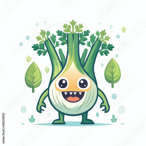Fennel Flat Illustration Featuring Clean Shapes and Bold Outlines