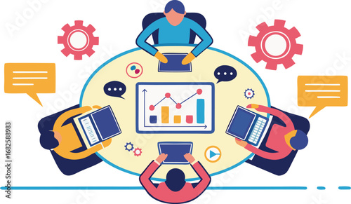 Business Growth Financial Planning Data Analysis Illustration