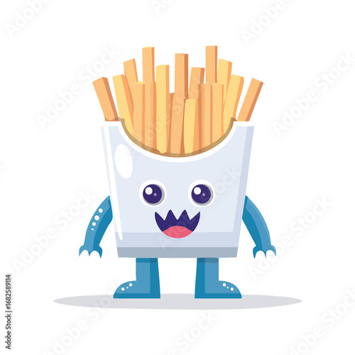 French Fries Flat Illustration Featuring Clean Shapes and Bold Outlines
